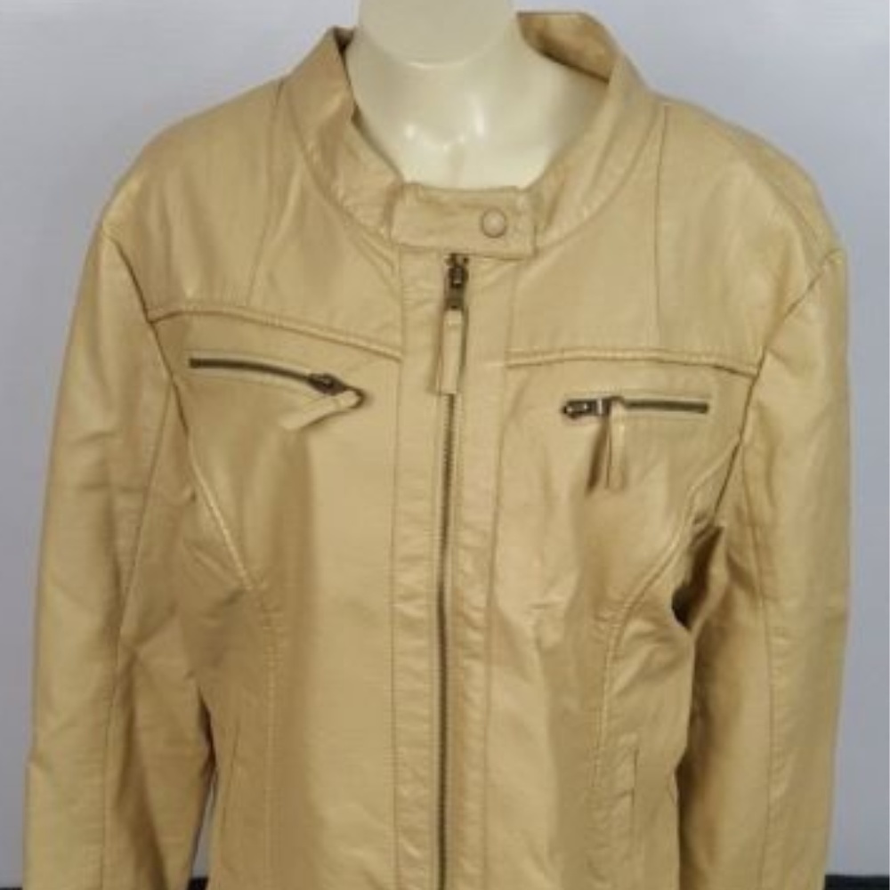 Dress Barn Faux Leather Jacket Tan Women